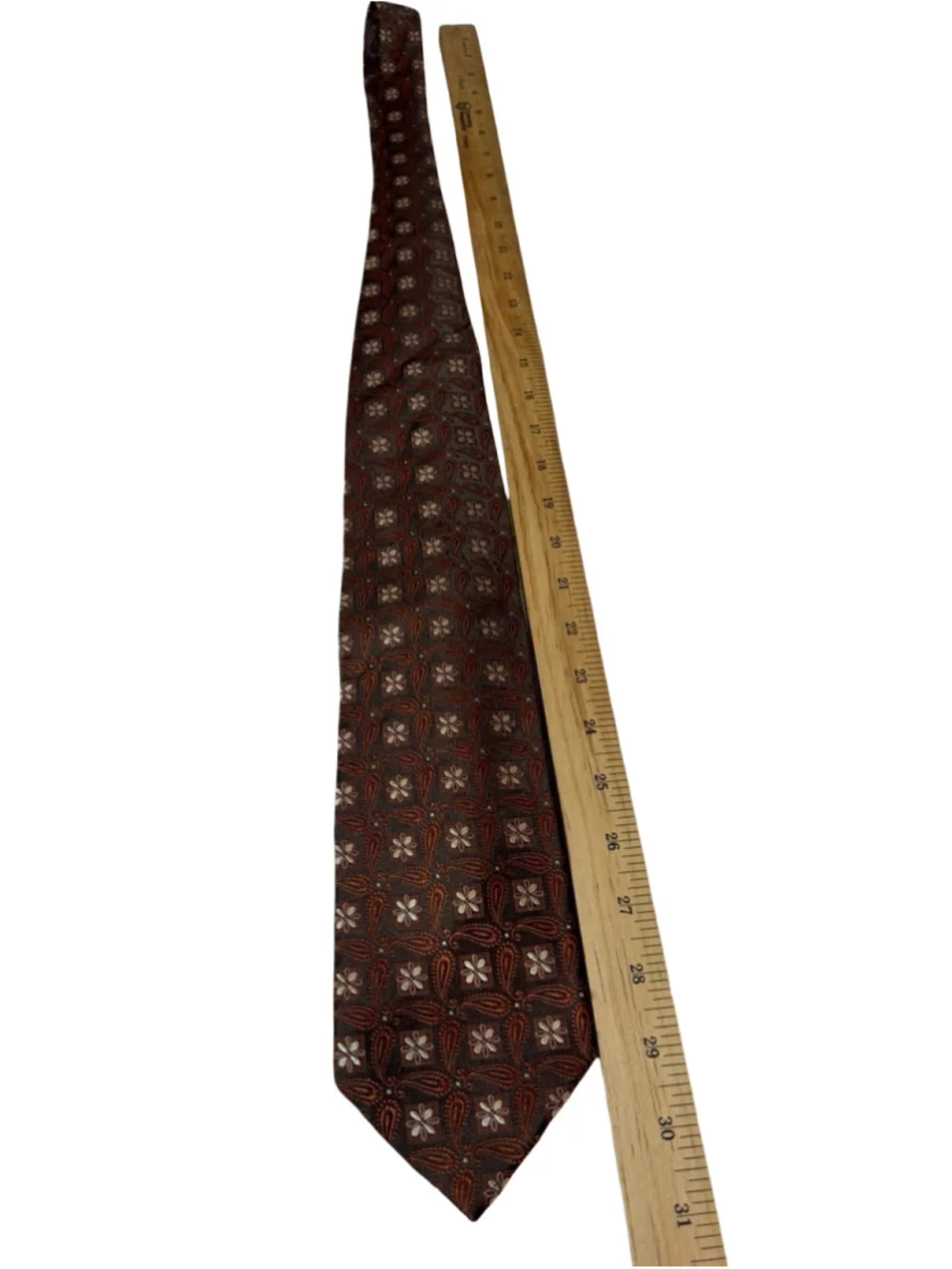 Ermenegildo Zegna Brown Paisley Floral 100% Silk Tie Made Italy Luxury